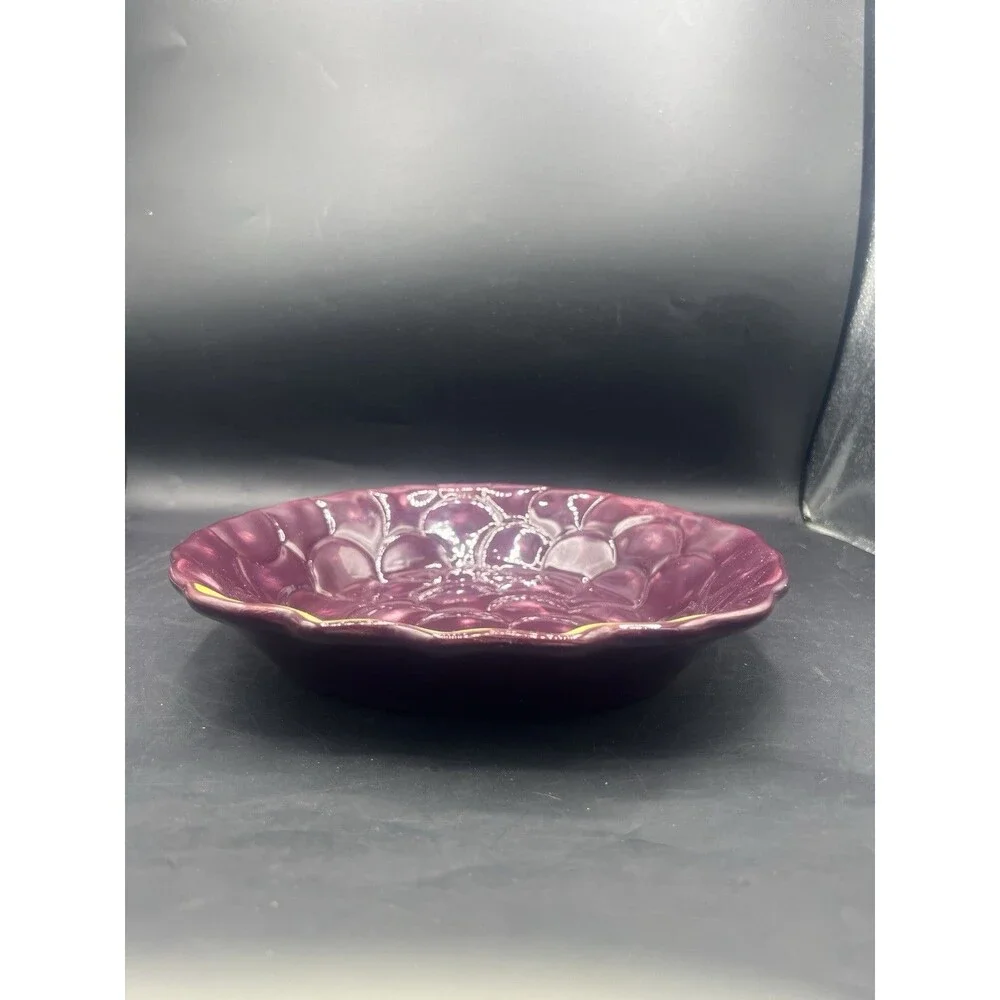 Plentiful Pantry 2006 Grape Stoneware Serving Baking Bowl Dish Purple 10”